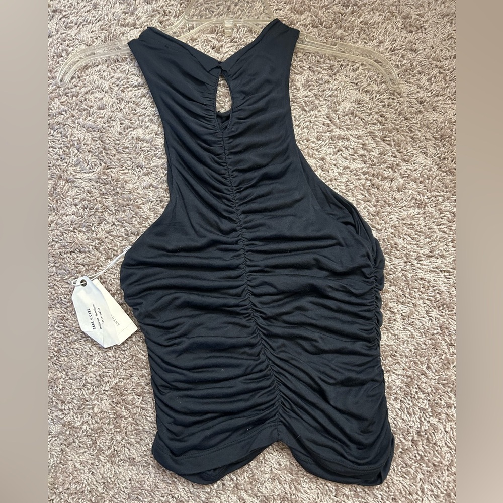 Anthropology top- Black Ruched Sleeveless Top